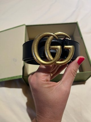 Cinturón Gucci GG Marmont Piel Negra 90/36