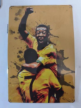 Cartel Metálico Vintage Pelé Brasil A4