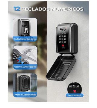 Caja Seguridad Llaves Exterior Combinación 12 Dígi