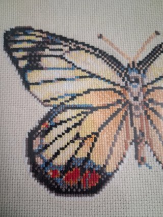 2 cuadros mariposas en punto de cruz
