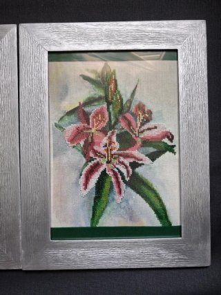 Cuadros florales en técnica mixta con marco