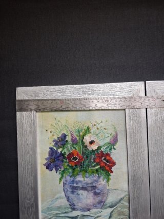 Cuadros florales en técnica mixta con marco