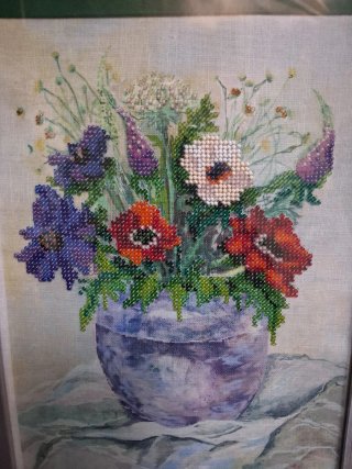 Cuadros florales en técnica mixta con marco