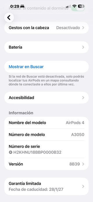 Apple AirPods 4, Auriculares inalámbricos W5J6LR