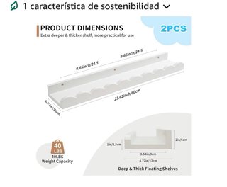 Estantería flotante Gieanoo madera blanca