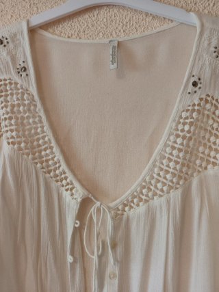 Blusa Stradivarius Transparente Encaje Talla M