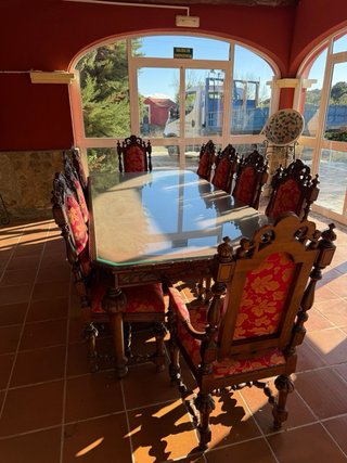 Mesa de comedor de madera con 10 sillas