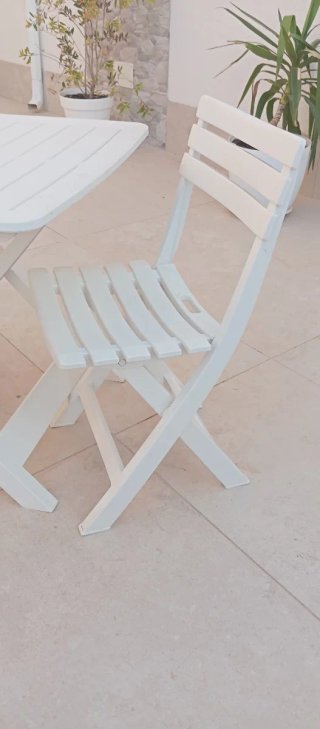 Conjunto mesa y sillas terraza plegables
