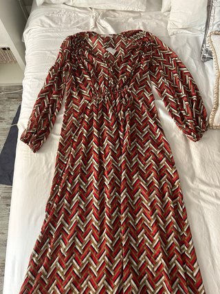Vestido largo estampado chevron