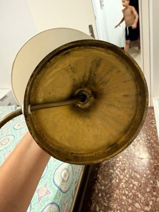 Lámpara Vintage Latón y Tela Beige