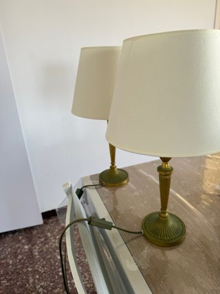 Lámpara Vintage Latón y Tela Beige