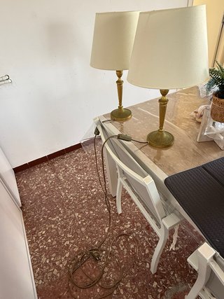 Lámpara Vintage Latón y Tela Beige