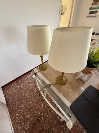 Lámpara Vintage Latón y Tela Beige