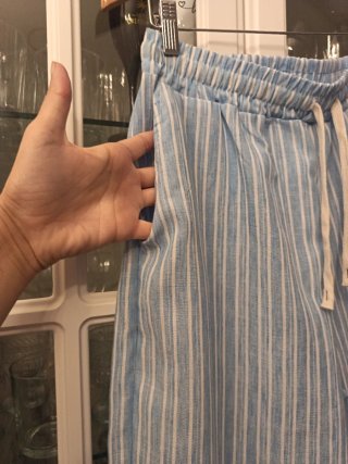 Pantalón ancho rayas azul y blanco