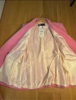 Americana Zara Mujer Rosa Tweed