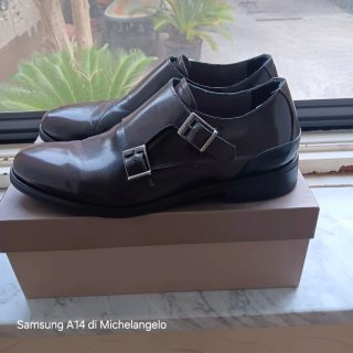 Stringate Pelle Doppia Fibbia Marrone