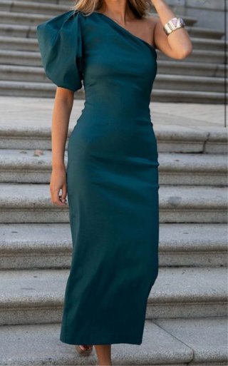 Vestido ocasión especial verde azulado