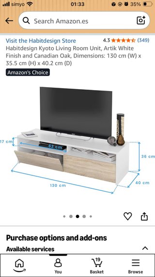 Mueble TV blanco y madera