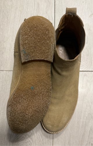 Botines Chelsea Zara Piel Serraje Beige T.41