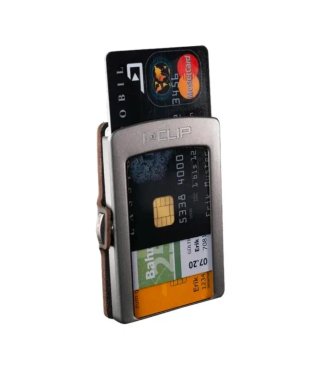 i-Clip porta carte in pelle nera
