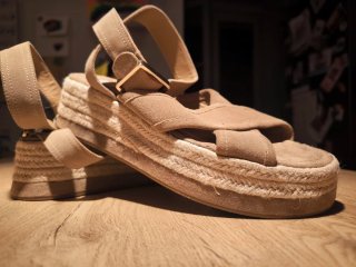 Sandalias Zara Ante Esparto Beige Talla 40