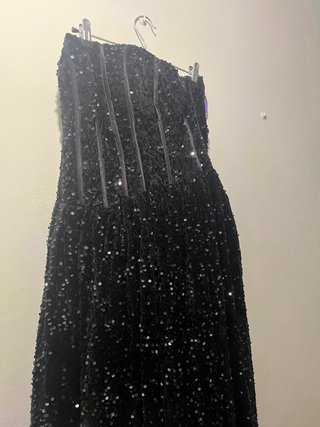 Vestido Negro 15 Años Brillos Lentejuelas