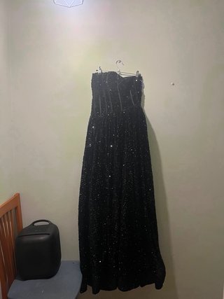 Vestido Negro 15 Años Brillos Lentejuelas