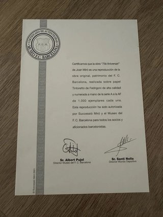 Joan Miró F.C. Barcelona 75 Aniversario Firmada nu
