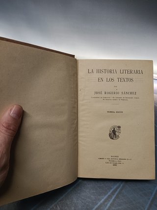 libro, La Historia Literaria en los Textos - 1933 - Primera edición - Jose Rogerio Sanch