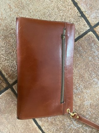 Pochette in vera pelle vintage marrone
