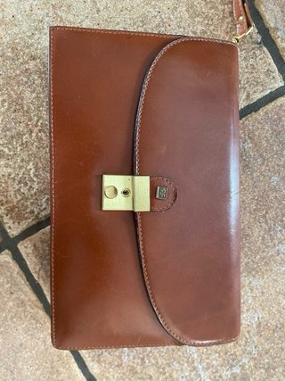 Pochette in vera pelle vintage marrone
