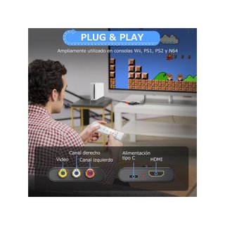CAMWAY B0DCJ84SVN Adaptador AV a HDMI 1080P con