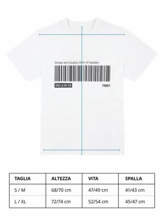 T-shirt IKEA EFTERTRÄDA bianca codice a barre