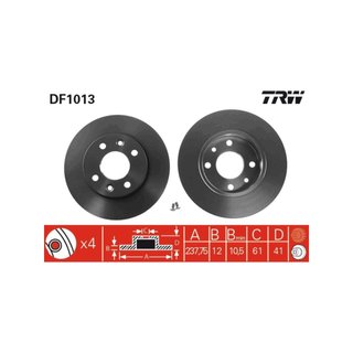 TRW Automotive DF1013 disco freno macizo barnizado