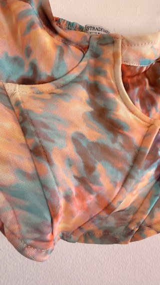 Top Stradivarius Talla S Tie-Dye Naranja