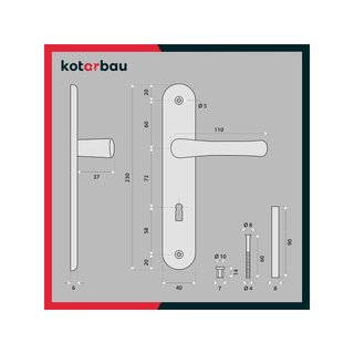 KOTARBAU manillas aluminio blanco 72mm placa larga
