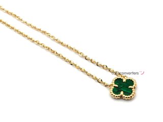 gargantilla oro 18k con piedra con malaquita 22cm