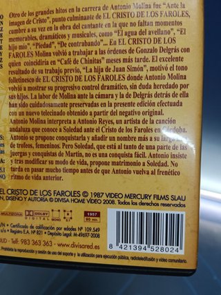DVD, El cristo de los faroles, ANTONIO MOLINA