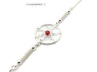 pulsera plata 925mm con piedra con coral