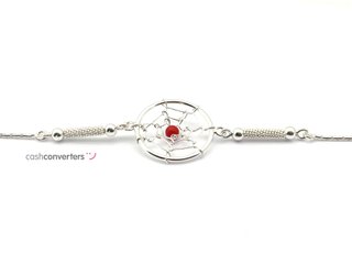 pulsera plata 925mm con piedra con coral