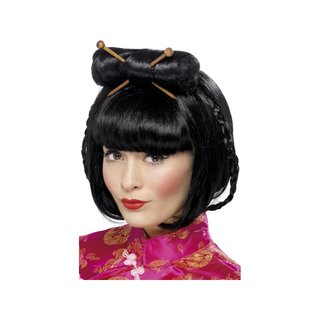 Smiffys 42218 peluca dama oriental negra media