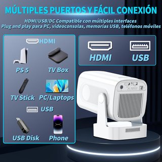 Proyector Portátil 4K FHD WiFi 6 BT 5.4