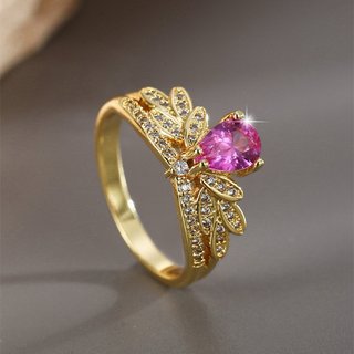 Anillo Oro Rosa con Circonita Rosa
