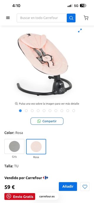 Moni Hamaca Eléctrica Bebé Rosa