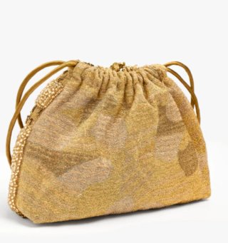 Bolso Parfois dorado abalorios flecos