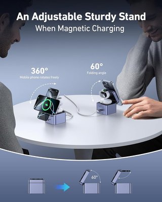 BENFEI Cargador Plegable 3en1 Inalámbrico 33W