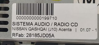 SISTEMA AUDIO / RADIO CD NISSAN QASHQAI (J10) Acenta