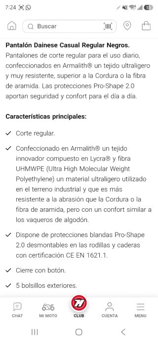 Pantalón Dainese Casual Regular Negro