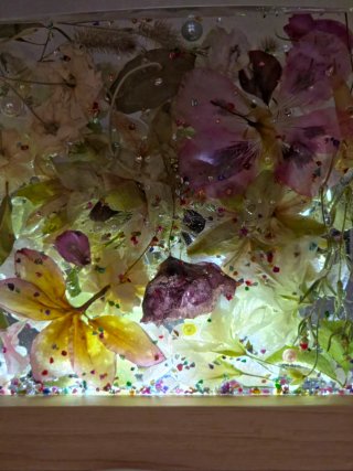Lampada LED Resina Fiori Veri Ortensia