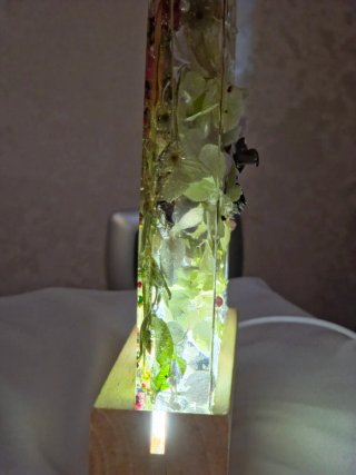 Lampada LED Resina Fiori Veri Ortensia